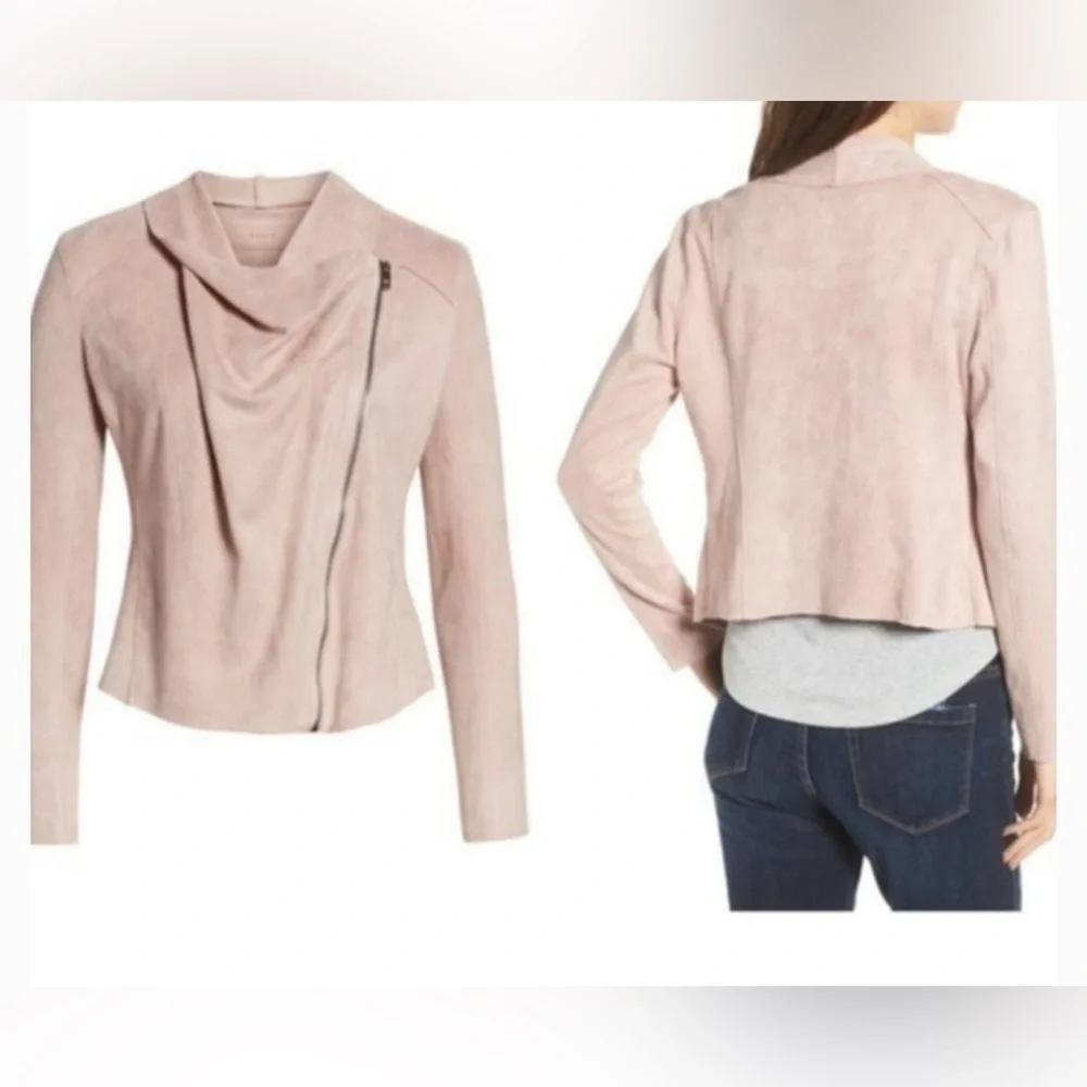 New BLANKNYC Blush Pink Soft Faux Suede Zip Jacket Size Small